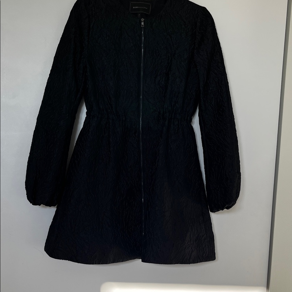 Black Textured Zip-Up dress